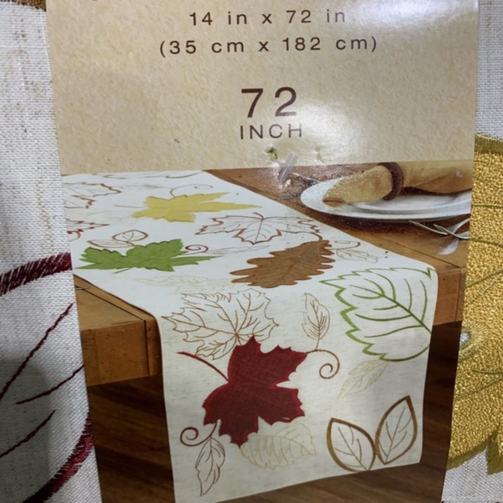NWT Fall Leaves Table Runner 72"